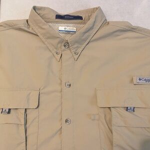 Columbia‎ PFG Beige Short Sleeve Button Down Shirt 3xl